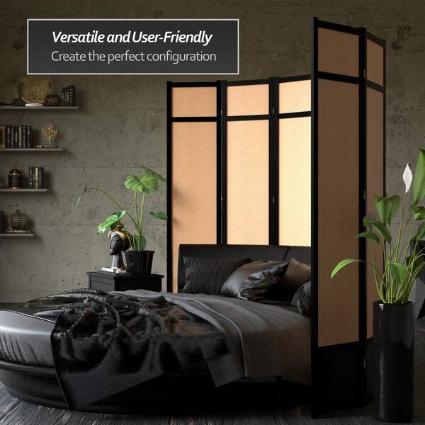 Oriental Furniture 7 ft. Black 3-Panel Room Divider 84JUTE