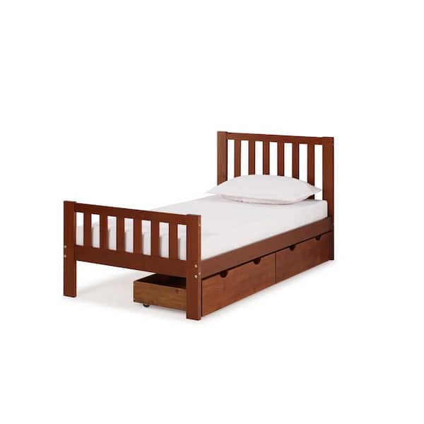 Alaterre Furniture Aurora Chestnut Twin Bed with Storage Drawers