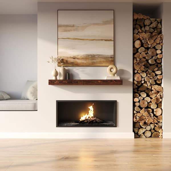 Dogberry Collections 48 in. Dark Chocolate Beam Wood Fireplace