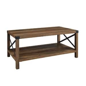 Urban Industrial 40 in. Rustic Oak Rectangle MDF Wood Top Coffee Table with Shelf