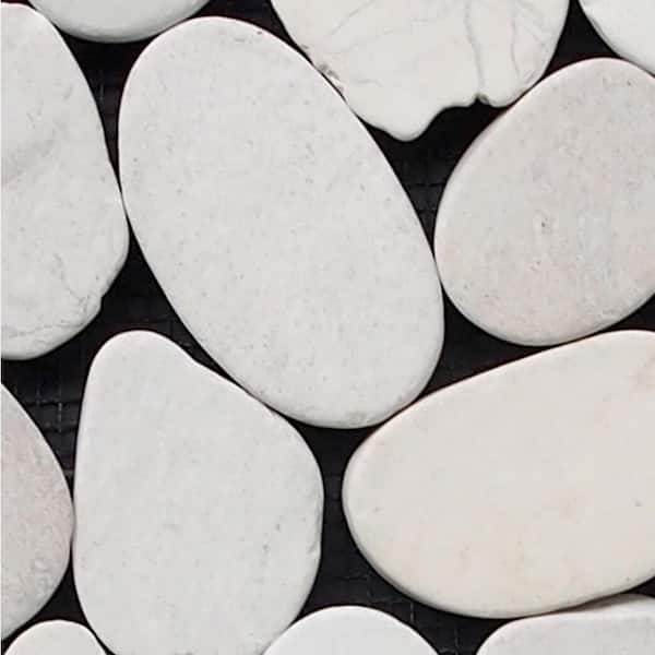 Sliced Pebble Mosaic Tile Sample Color White 4 in. x 6 in.