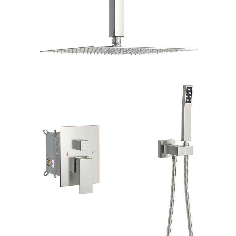 Single Handle 1-Spray Ceiling Mount 10in. Shower Faucet 1.8 GPM with Pressu