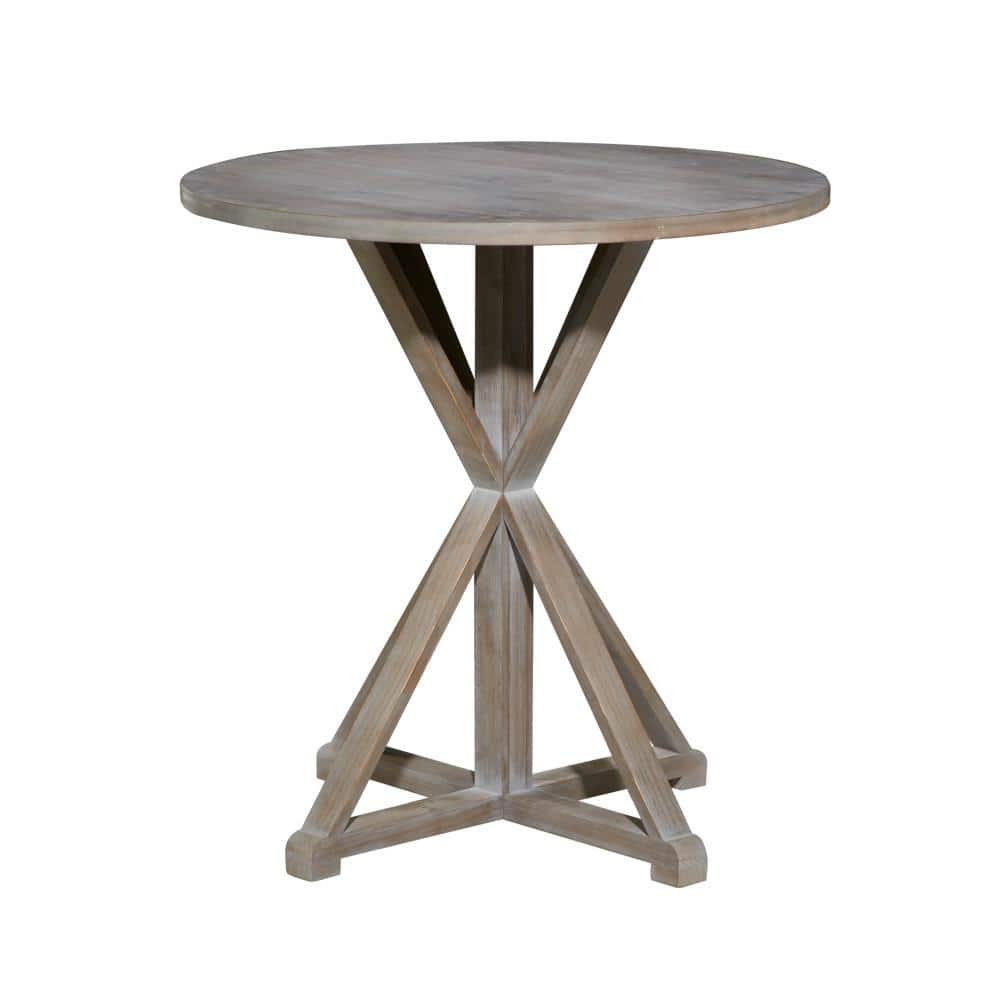 Rustic Brown Solid Wood Round Accent Table 31" Height
