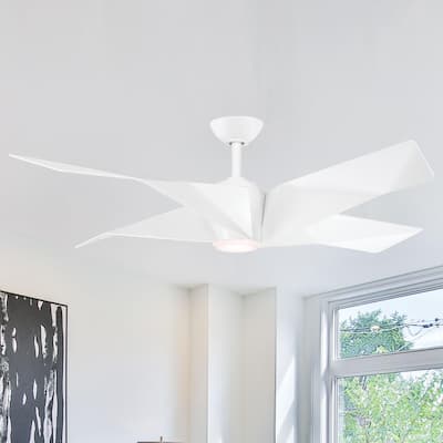 Welkin 56 in. Integrated LED Indoor Flat White Ceiling Fan with Light