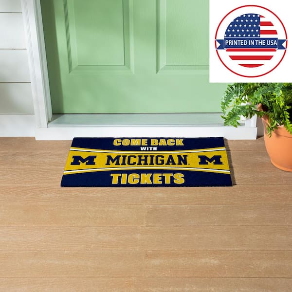 University of Michigan 28 in. x 16 in. PVC "Come Back With Tickets" Trapper Door Mat