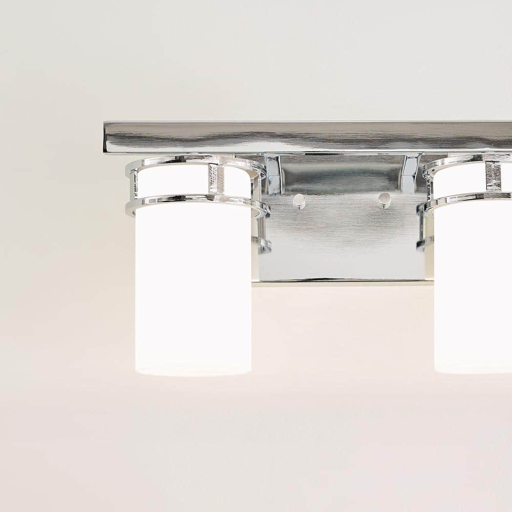 Robie Chrome 2-Light Bath Vanity with Etched White Glass