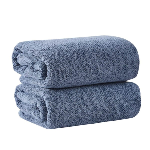 FRESHFOLDS Chambray Blue 2-Pack 100% Cotton Quick Dry Bath Sheet