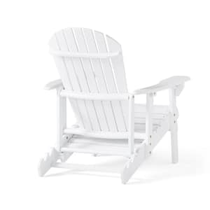White Reclining Wood Adirondack Chair with Built-in Footrest