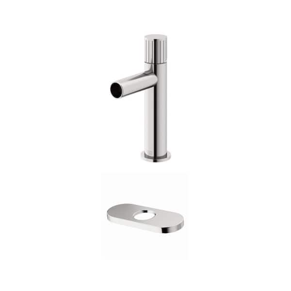 Ashford Single-Hole Bathroom Faucet and 5.5 in. Hole Cover Deck Plate Combo in Brushed Nickel (2-Piece Set)
