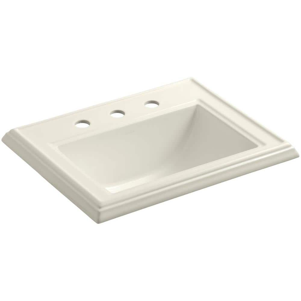Memoirs Drop-In Vitreous China Bathroom Sink in Biscuit with Overflow Drain