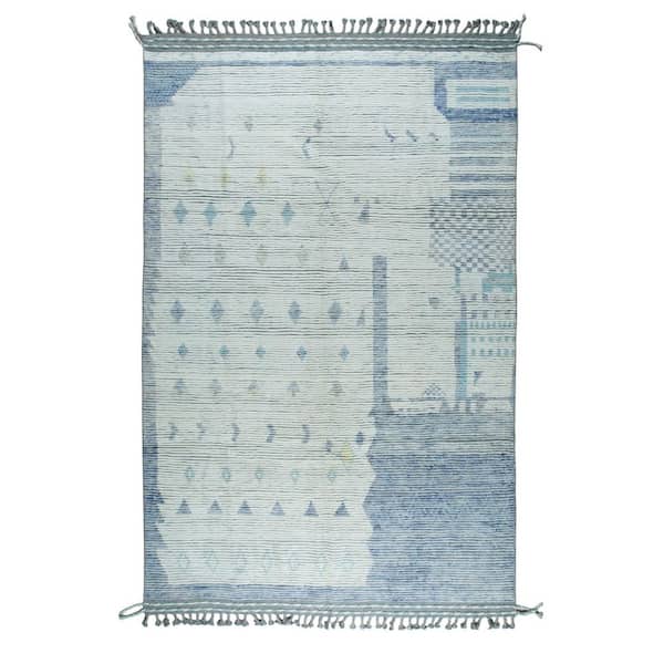 Colorful Hand-Knotted Wool Marrakech Rug : Multicolored Contemporary Handspun Area Rug for Modern Ho, Area Rug