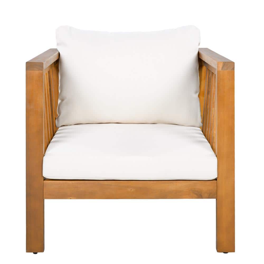 Wood Outdoor Lounge Chair with Beige Cushions price history on PriceWatchPro