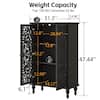 Cabinet dimensions and weight capacity specification diagram.