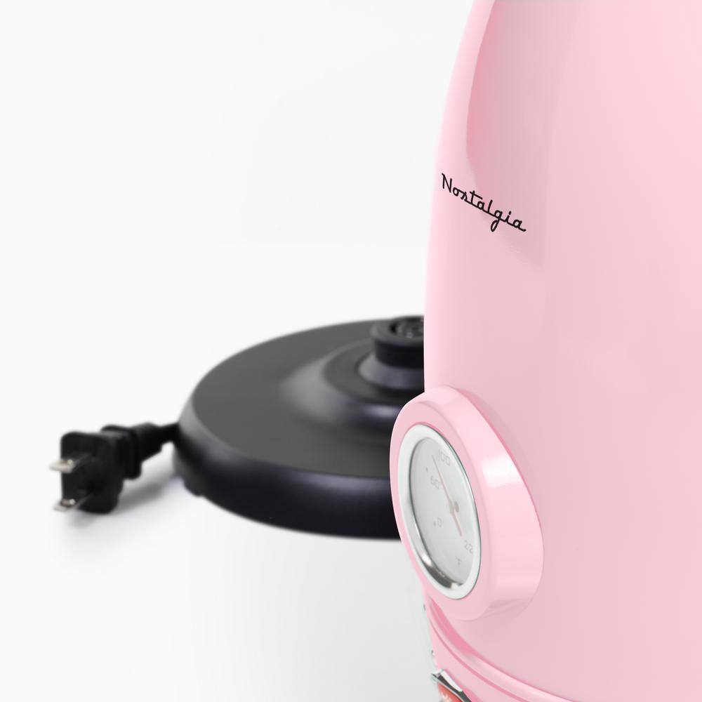 Nostalgia Pink Retro 1.7-Liter Stainless Steel Electric Kettle