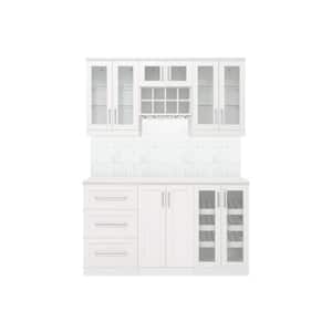 Home Bar White Cabinet Set (7-Piece)