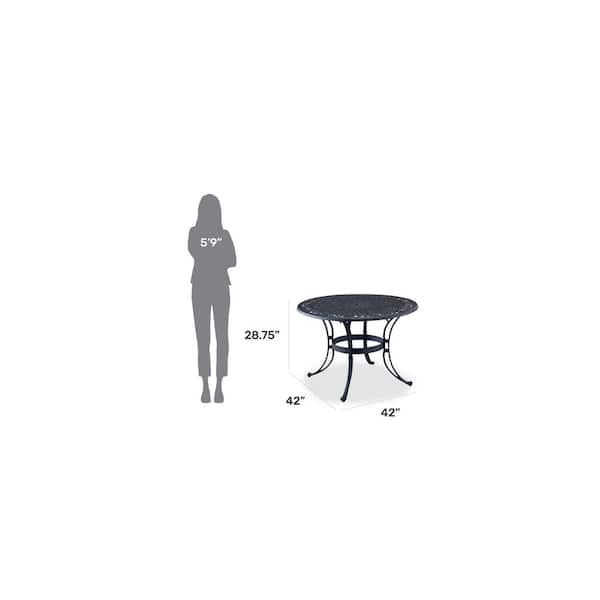 Sanibel 42 in. Black Round Cast Aluminum Outdoor Dining Table