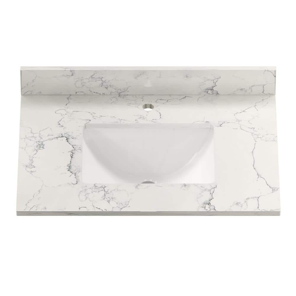31 in. W x 22 in. D Engineered Stone Composite White Rectangular Single Sin