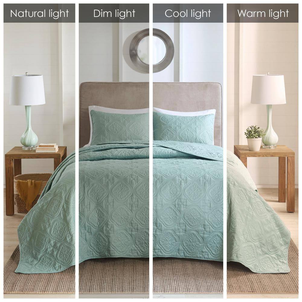 Seafoam King Reversible Microfiber Bedspread Set