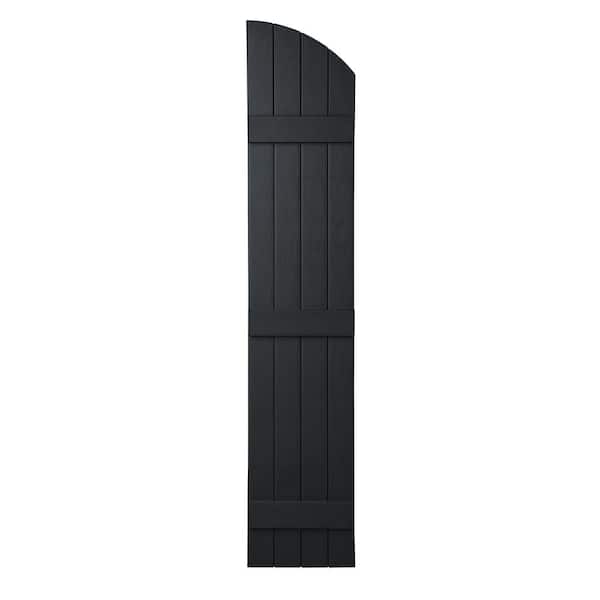 Ply Gem 14 in. x 71 in Polypropylene Closed 4-Board Arch Top Board and Batten Shutter Pair in Blackwatch Green