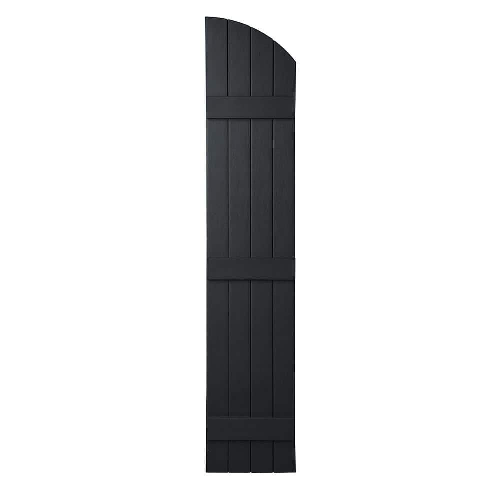 Ply Gem 14 in. x 77 in. Polypropylene Closed 4Board Arch Top Board and Batten Shutter Pair in