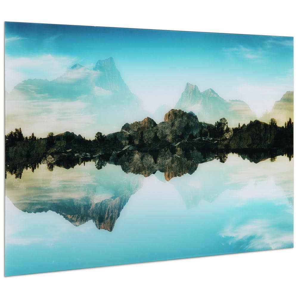 Quiet Waters Blue Tempered Glass Landscape Wall Art, 51" x 36"