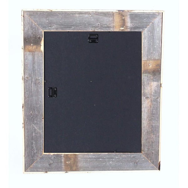 16x20 White Distressed Wood Frame Black Mat