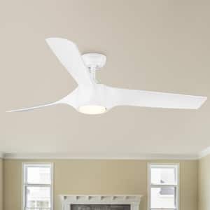 Modern 56 in. Integrated LED Indoor Matte White Ceiling Fan Light Kit with Remote Control and DC Motor