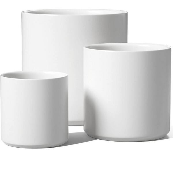 ITOPFOX Mid-Century 10.05 in. L x 10.05 in. W x 10.05 in. H White Ceramic Round Indoor Planter (3-Pack)