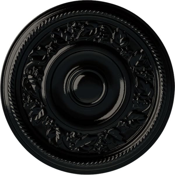 Ekena Millwork 16-1/8 in. x 3/4 in. Tyrone Urethane Ceiling Medallion (Fits Canopies upto 6-3/4 in.), Black Pearl