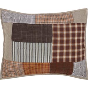 Rory Brown Tan Greige Rustic Patchwork Cotton Standard Sham