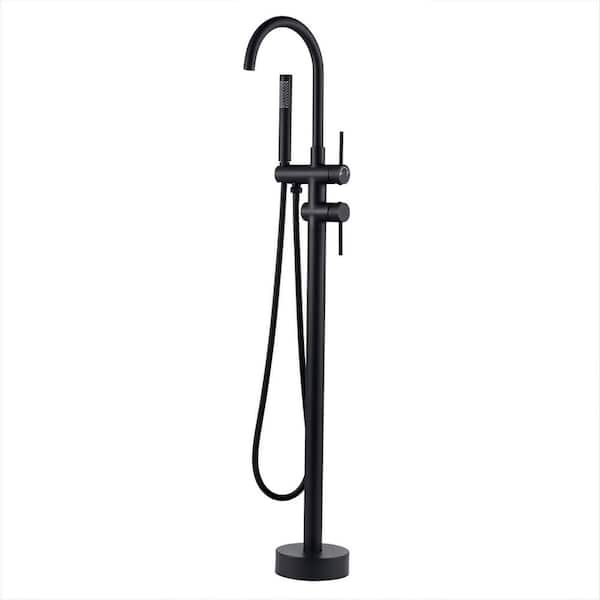 2-Handle Freestanding Tub Faucet with Hand Shower in. Matte Black