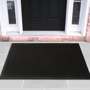 Easy clean, Waterproof Non-Slip 2x3 Indoor/Outdoor Rubber Doormat, 24 in. x 36 in., Black Ribbed