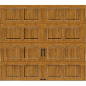 Gallery Steel Short Panel 9 ft x 8 ft Insulated 18.4 R-Value Wood Look Medium Garage Door without Windows
