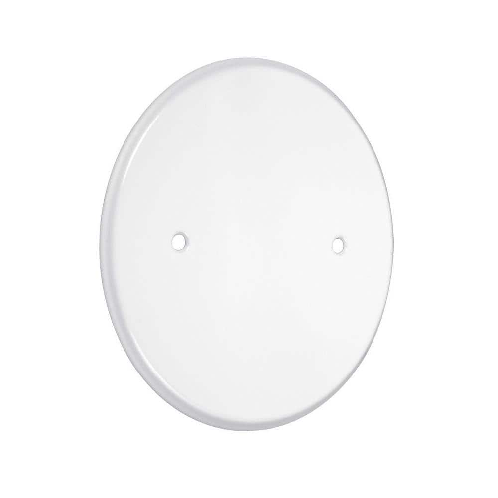 Commercial Electric 5 in. 1-Gang White Textured Round Blank Metal