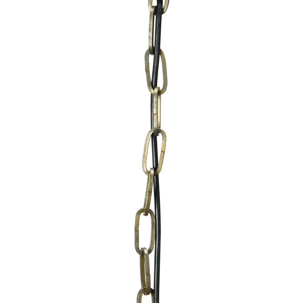 Natural Brown Wood and Metal Cage Chandelier, 4-Bulb