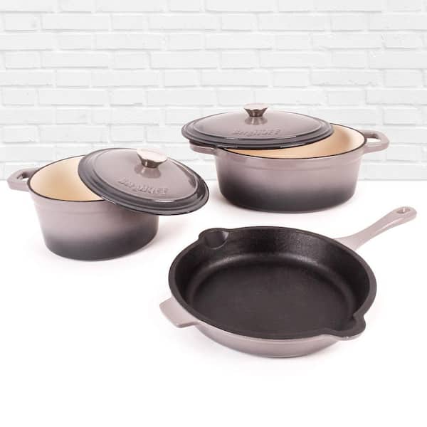 Neo 5-Piece Cast Iron Dutch Oven Set with 10 in. Fry Pan, 3 qt. and 5 qt. Oyster
