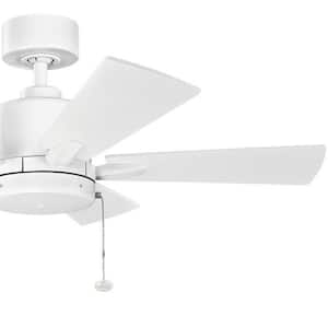 Lucian II 42 in. Indoor Matte White Downrod Mount Ceiling Fan with Pull Chain for Bedrooms or Living Rooms
