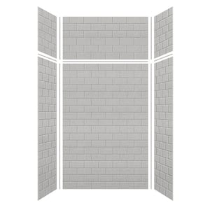 Saramar 48 in. W x 96 in. H x 36 in. D 6-Piece Glue to Wall Alcove Shower Wall Kit with Extension in Grey Beach