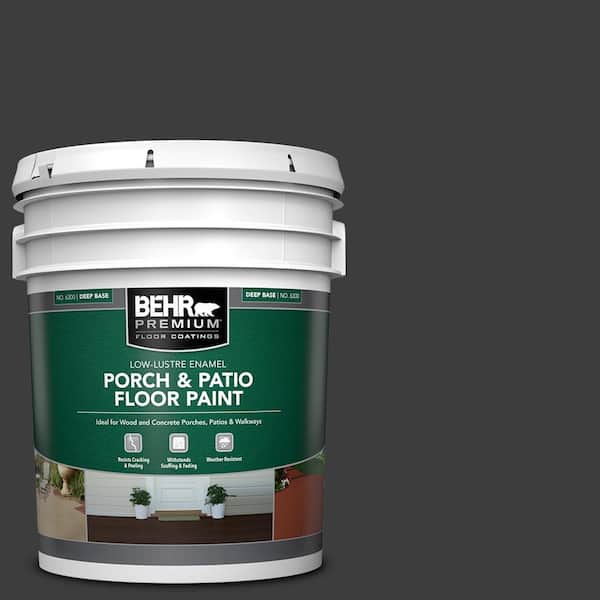 Behr Premium 5 Gal Black Low Re Enamel Interior Exterior Porch And Patio Floor Paint 630005 The Home Depot - Behr Concrete Patio Paint Colors