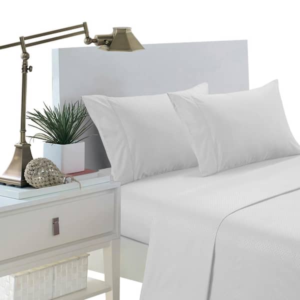 Unbranded Brushed Extra Soft 1800 Series Luxury Embossed Deep Pocket Sheet Set - California King, White