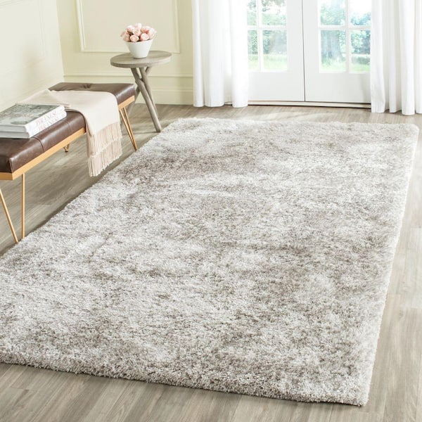 South Beach Shag Ice 5 ft. x 8 ft. Solid Area Rug