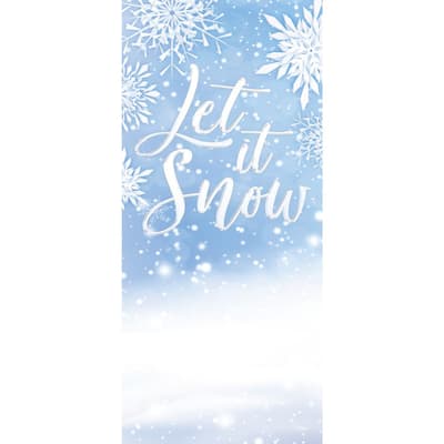 36 in. x 80 in. Let It Snow-Christmas Front Door Decor Mural