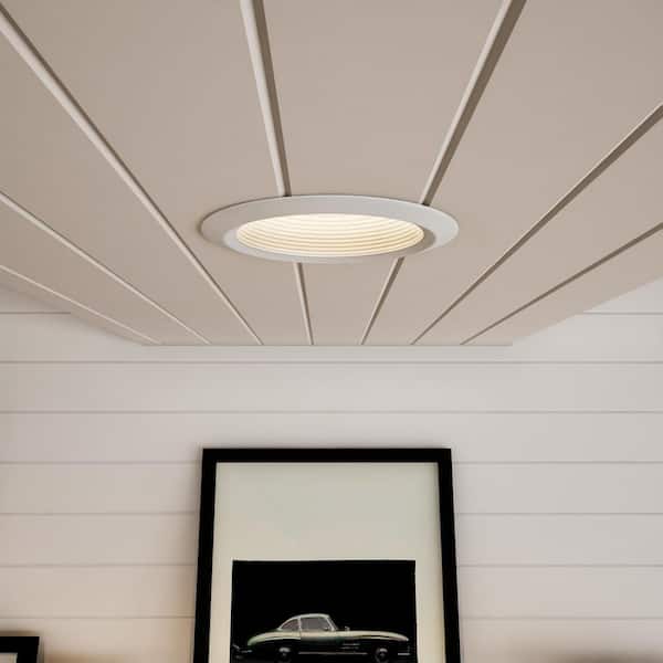E26 Series 6 in. White Recessed Ceiling Light Full Cone Baffle with Self Flanged White Trim Ring