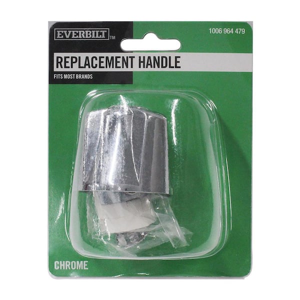 Universal Replacement Faucet Handle with Three Ridge Knob Design in Chrome with Cold and Hot Buttons