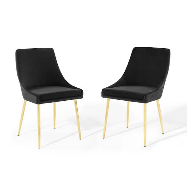 MODWAY Viscount Gold Black Performance Velvet Dining Chairs (Set of 2)