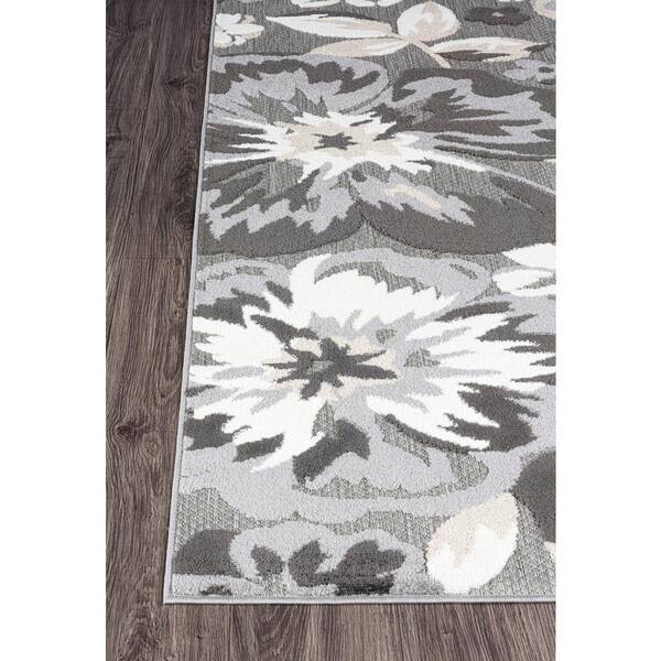 World Rug Gallery Bergamo Contemporary Floral Gray 6 ft. 6 in. x 6