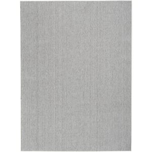 Textured Home Ivory Grey 8 ft. x 10 ft. Solid Geometric Contemporary Area Rug