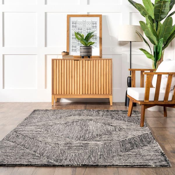 Kayra Wool Modern Charcoal 10 ft. x 14 ft. Indoor Area Rug