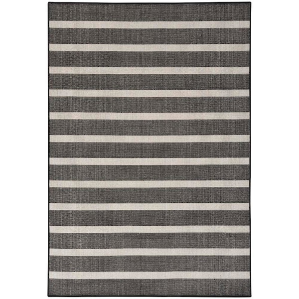 Positano Black Ivory 6 ft. x 9 ft. Stripes Contemporary Area Rug
