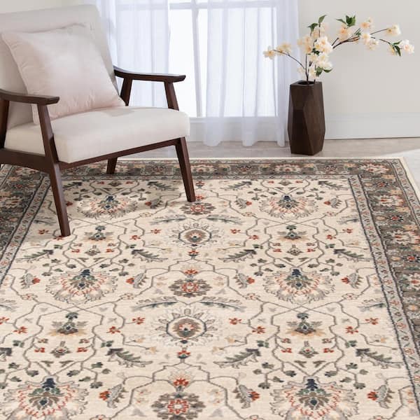 Stratford Adian Alabaster 5 ft. x 8 ft. Traditional Polypropylene Area Rug